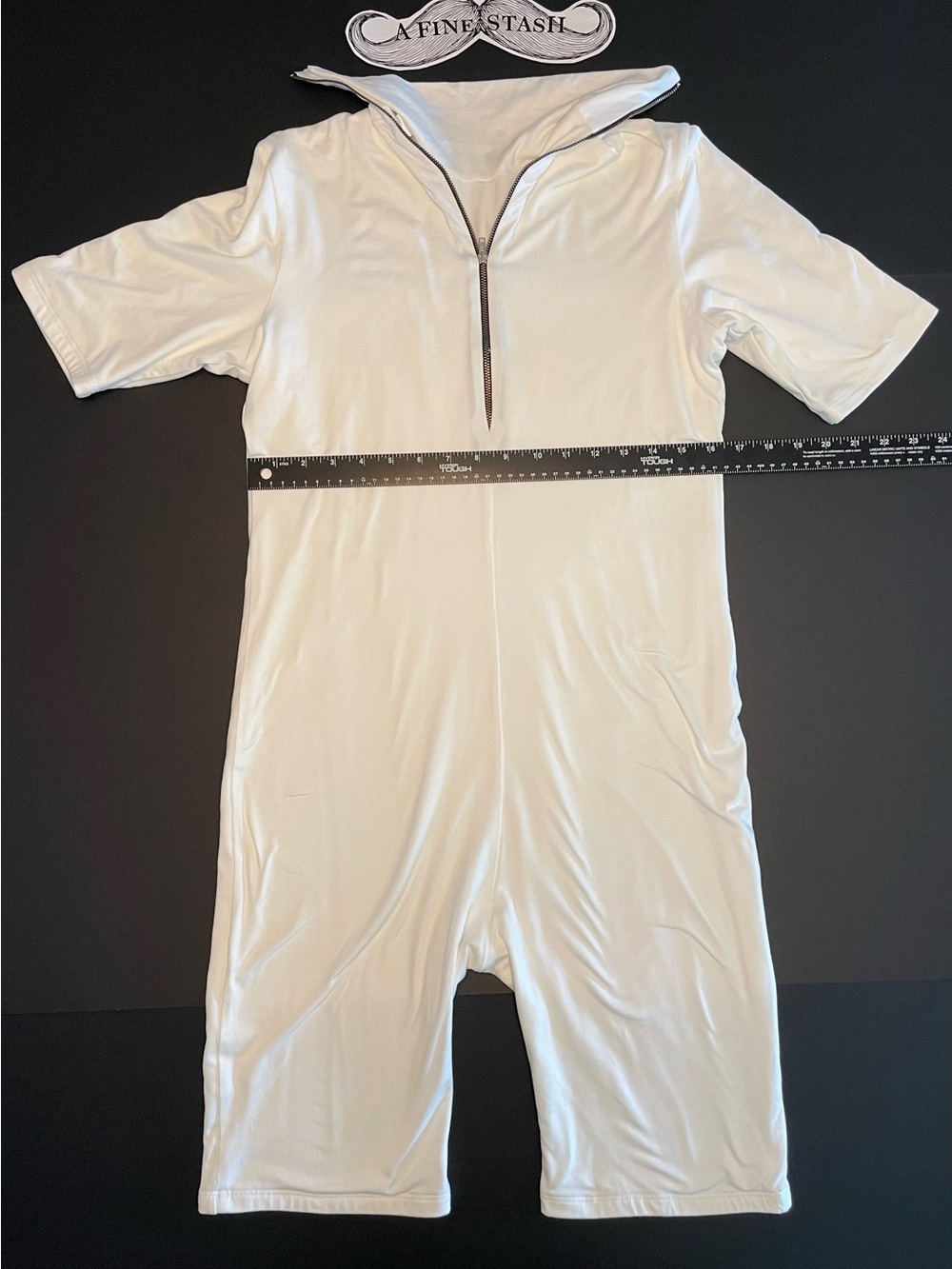 Bumpsuit Omni Maternity Jumpsuit White Half Zip Short Sleeve Romper XL